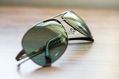 High angle view of eyeglasses on table