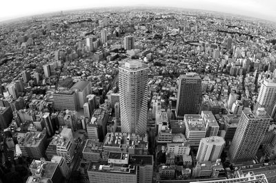 High angle view of buildings in city