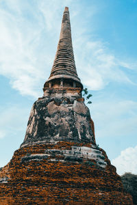 Low angle view of temple building against sky