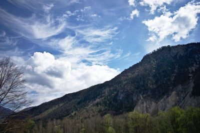 Low angle view of mountains against sky