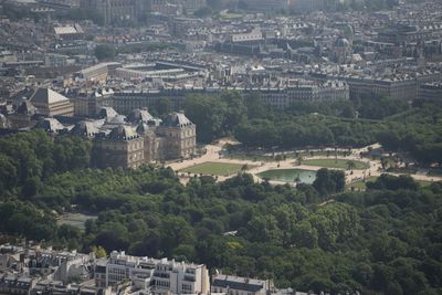 High angle view of buildings in city