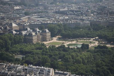 High angle view of buildings in city