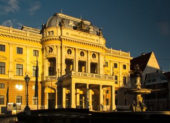 Historical building of the slovak national theatre in evening light