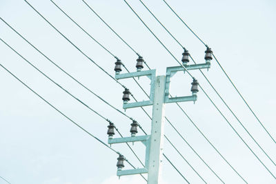 Low angle view of power lines against sky