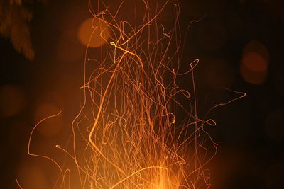 Close-up of illuminated fire at night