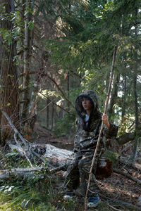 Woman looking at forest