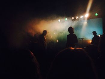 People enjoying music concert at night