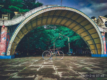 Bicycle on bridge in city