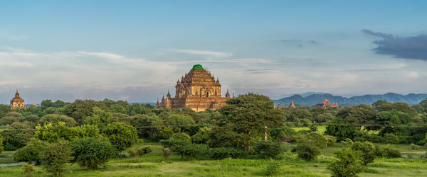 View of temple building against sky