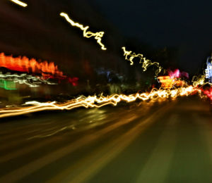 Light trails on street at night