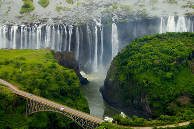 Scenic view of waterfall