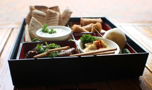 Close-up of food on table