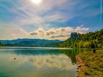 Scenic view of lake against sky