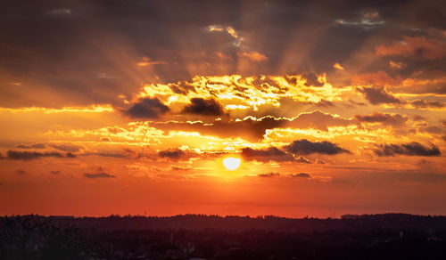 Scenic view of dramatic sky during sunset