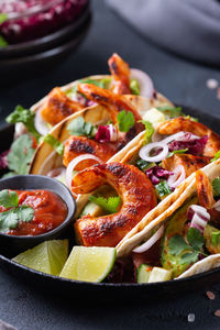 Close-up of food in plate on table