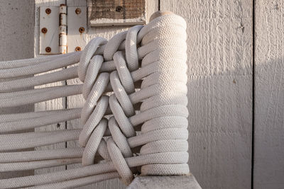 Close-up of rope against wall