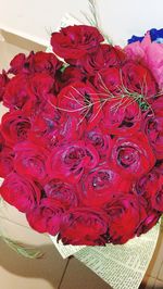 High angle view of rose bouquet