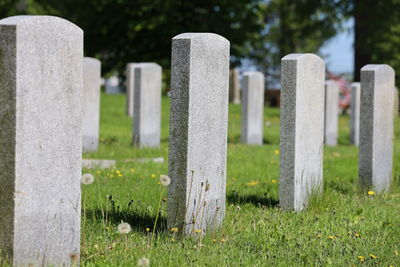 View of cross in cemetery