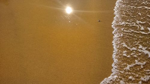 Scenic view of beach against sky during sunset