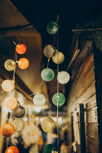 Low angle view of illuminated chandelier