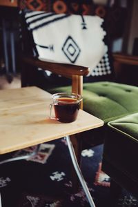 Close-up of coffee cup on table