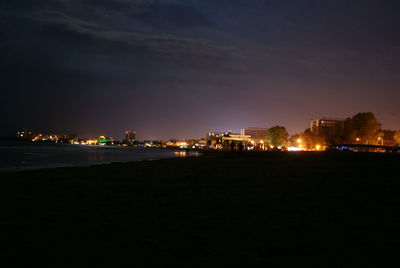 View of illuminated cityscape at night