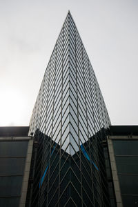 Low angle view of modern building against clear sky