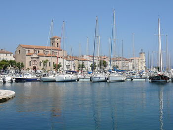 Boats in harbor