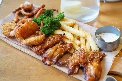 Close-up of food in plate on table