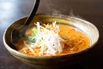 Close-up of noodles in bowl