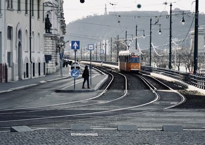 Railroad tracks in city