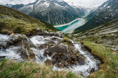 Scenic view of waterfall