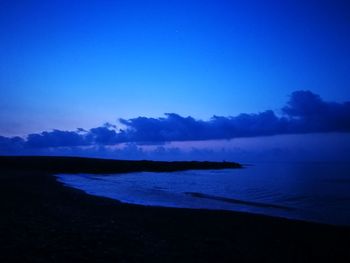 Scenic view of sea against blue sky