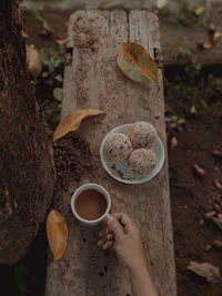 Cropped hand of person holding coffee