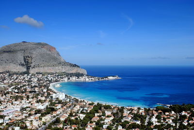 The wonderful colours of the sea of the mondello gulf in palermo, sicily, italy. 