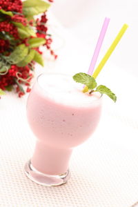 Close-up of drink served on table