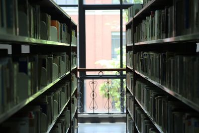 Close-up of books in library