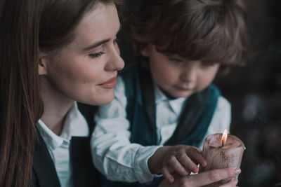 Portrait of boy holding ice cream