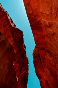 Low angle view of rock formation against sky