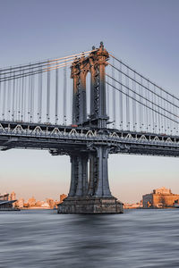 View of suspension bridge in city