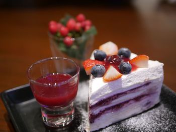 Close-up of dessert on table