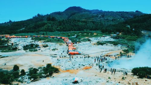 Crater sikidang location from dieng banjarnegara indonesia