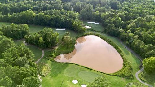 High angle view above a hole on a golf course in south carolina