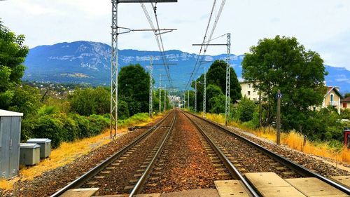 Railroad track against sky