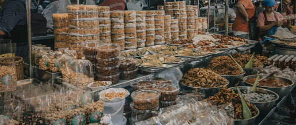 Food for sale at market stall