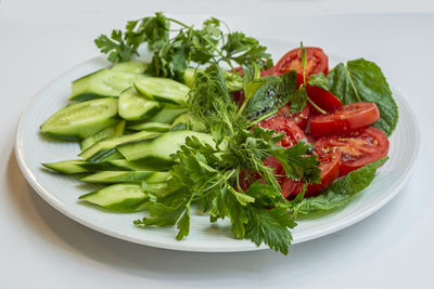 Close-up of salad in plate on table