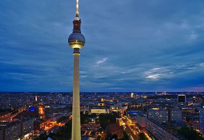 Berlin tv tower photographed during sunset, photographed from the opposite hotel viewing plattform.