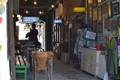 Rear view of man sitting in restaurant