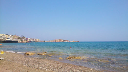 Scenic view of sea against clear sky