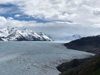 Scenic view of snowcapped mountain against sky